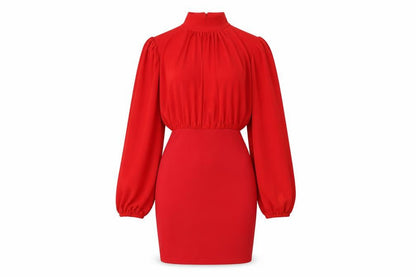 Edge Street Womens Red Polyester Bodycon Size 10 Mock Neck Button