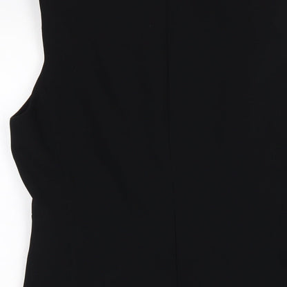 Zara Womens Black Polyester Pencil Dress Size L Round Neck Zip