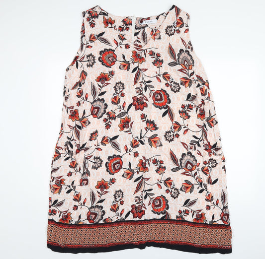 Evans Womens Multicoloured Geometric Viscose A-Line Size 26 Round Neck Zip