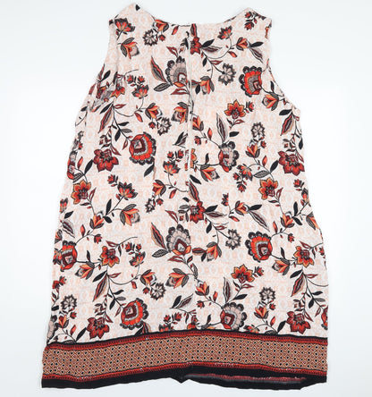 Evans Womens Multicoloured Geometric Viscose A-Line Size 26 Round Neck Zip