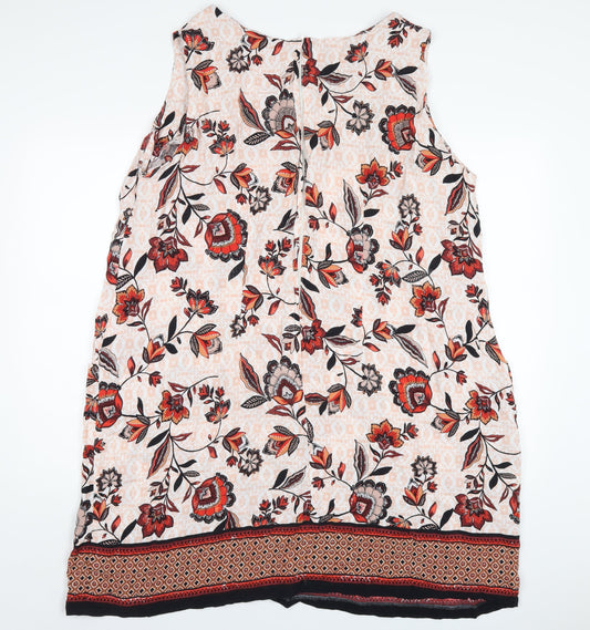 Evans Womens Multicoloured Geometric Viscose A-Line Size 26 Round Neck Zip