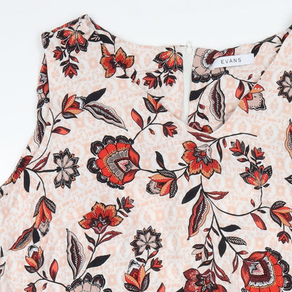 Evans Womens Multicoloured Geometric Viscose A-Line Size 26 Round Neck Zip