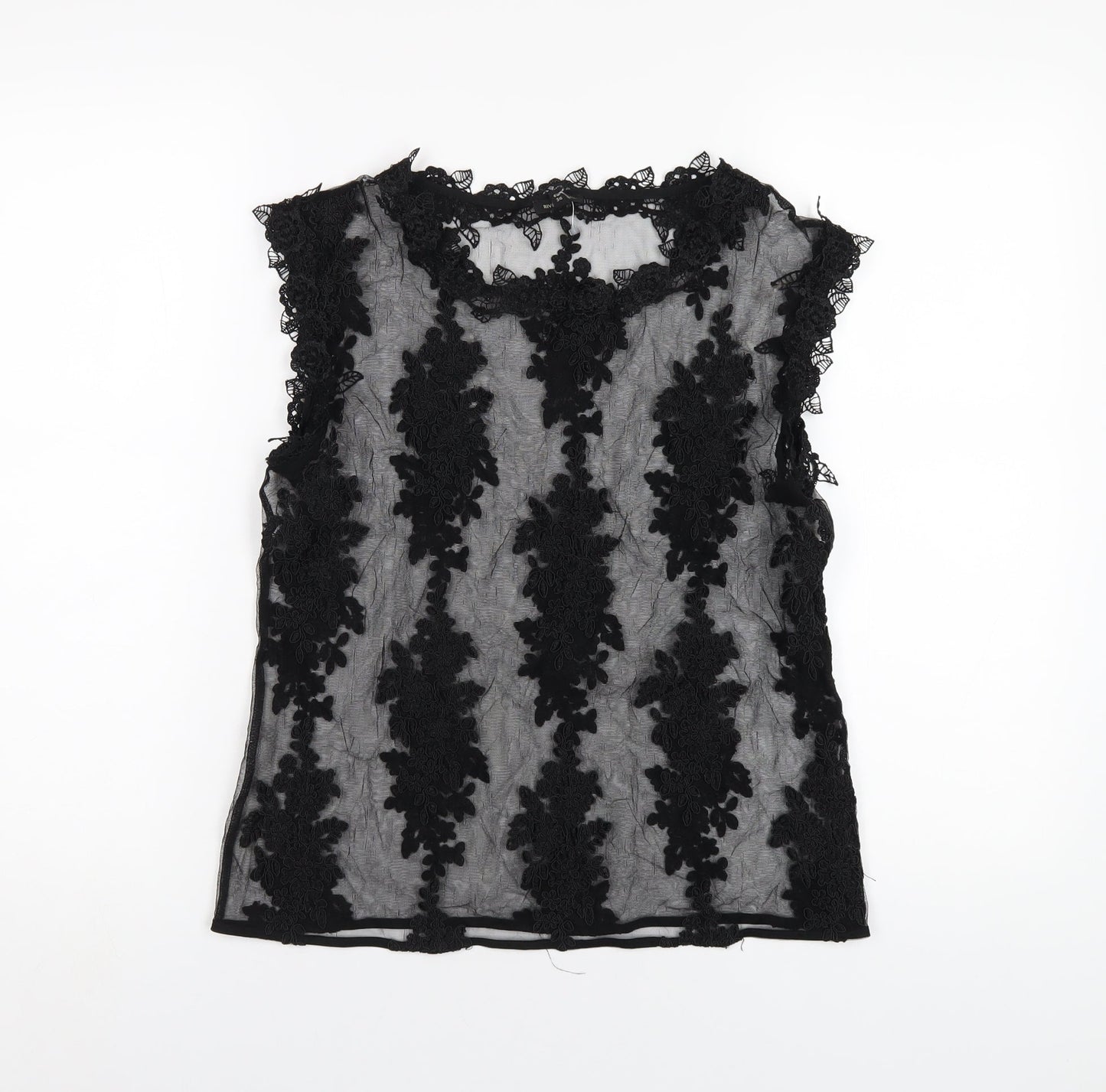 Womens UK Size 10 River Island Black Basic T-Shirt