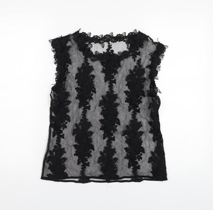 Womens UK Size 10 River Island Black Basic T-Shirt