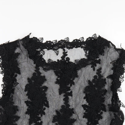 Womens UK Size 10 River Island Black Basic T-Shirt