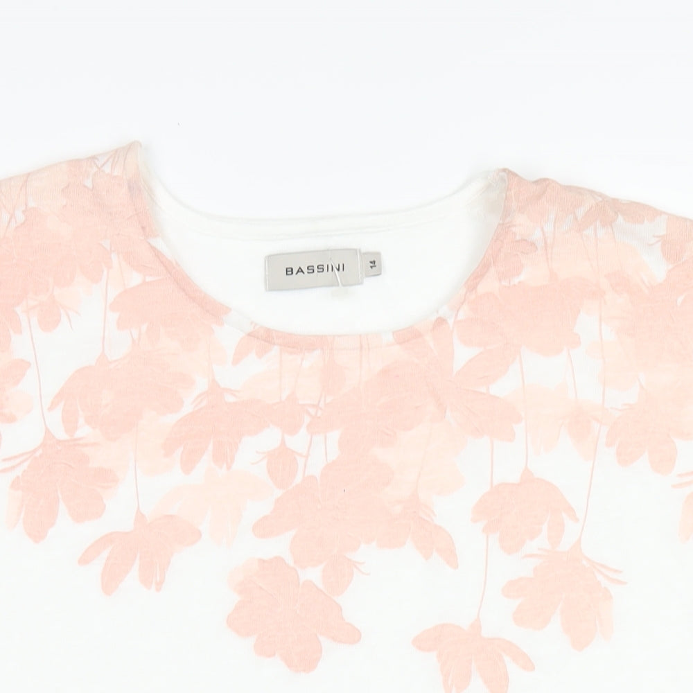 Womens UK Size 14 BASSINI White Basic T-Shirt