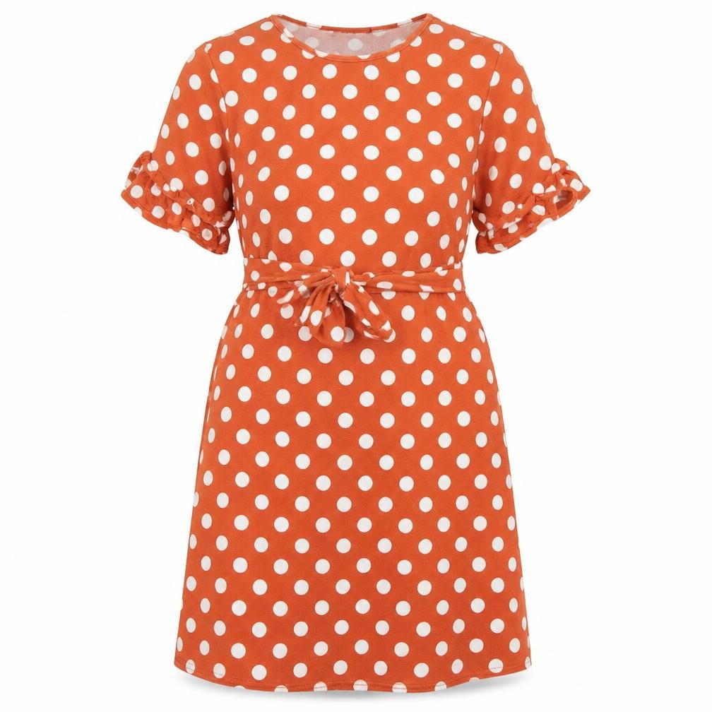 Boohoo Womens Brown Polka Dot Polyester A-Line Size 12 Round Neck Pullover