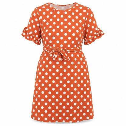 Boohoo Womens Brown Polka Dot Polyester A-Line Size 12 Round Neck Pullover