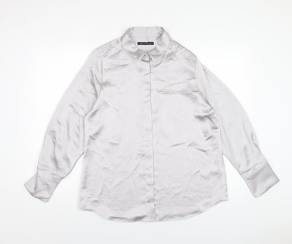 Womens UK Size 14 Marks and Spencer Silver Basic Button-Up