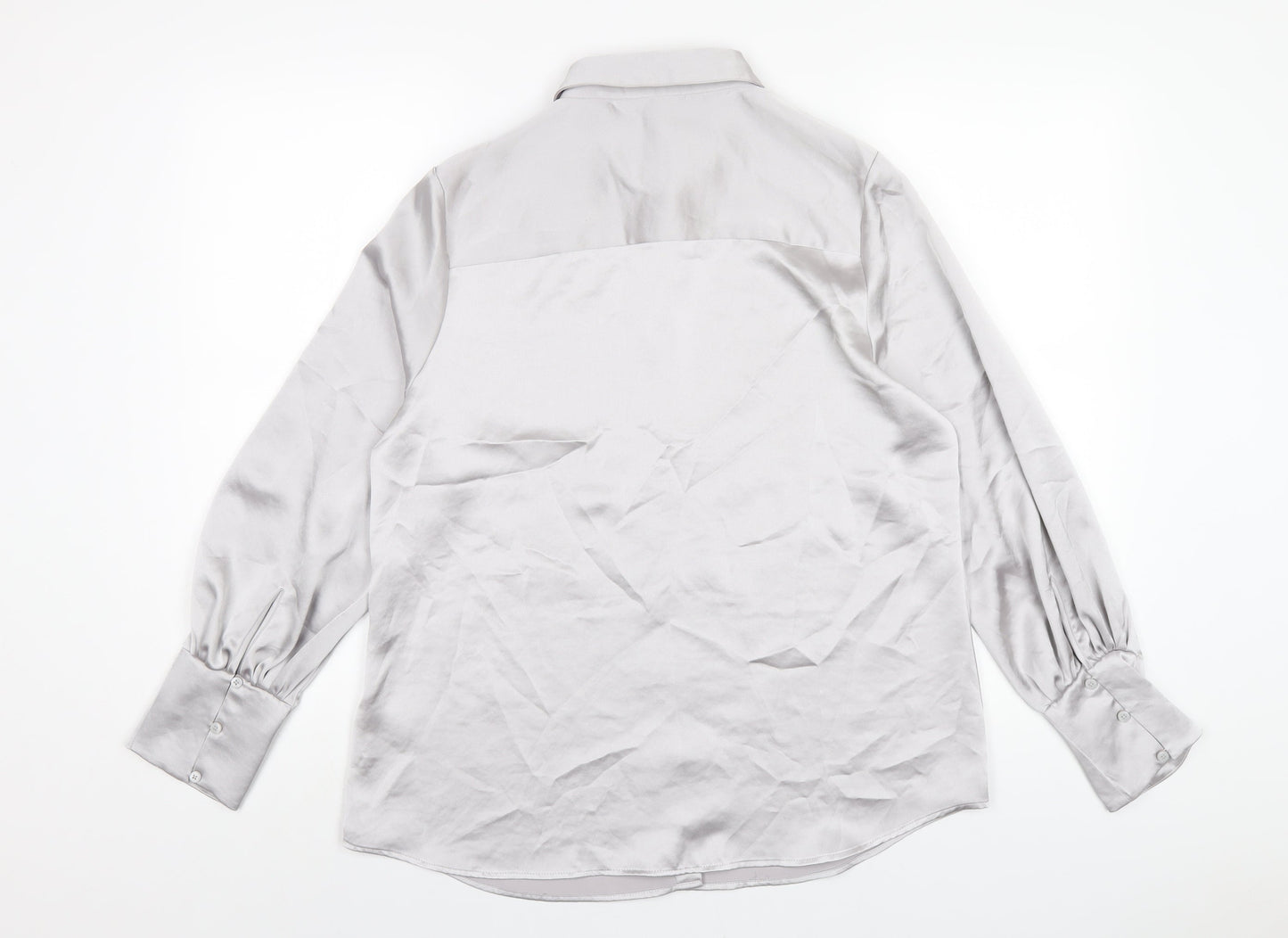 Womens UK Size 14 Marks and Spencer Silver Basic Button-Up