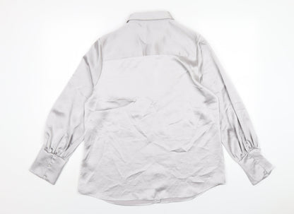 Womens UK Size 14 Marks and Spencer Silver Basic Button-Up