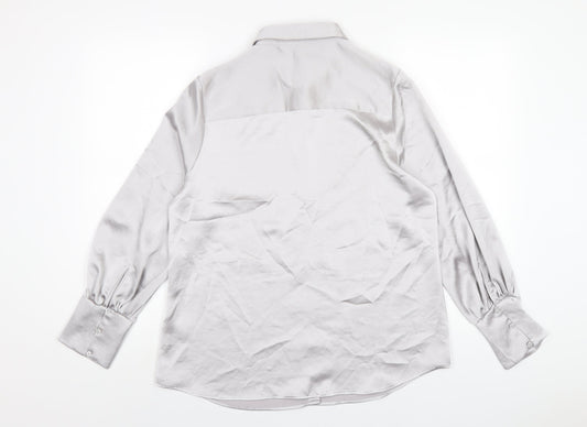 Womens UK Size 14 Marks and Spencer Silver Basic Button-Up