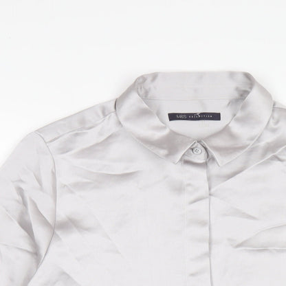 Womens UK Size 14 Marks and Spencer Silver Basic Button-Up