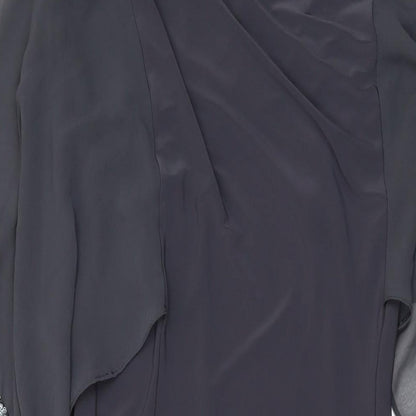 Wallis Womens Grey Polyester Bodycon Size 8 Round Neck Pullover