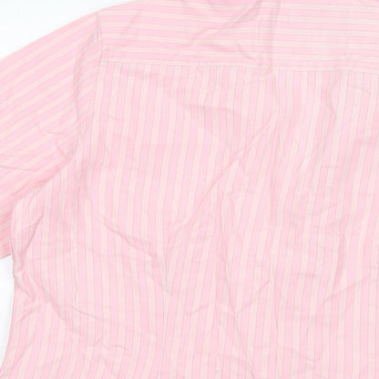 Brook Taverner Womens Pink Striped Polyester Basic Button-Up Size 16 Collared