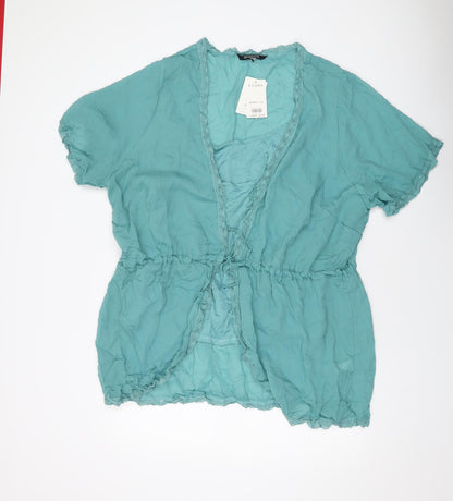 Evans Womens Green Polyester Basic Blouse Size 24 Round Neck
