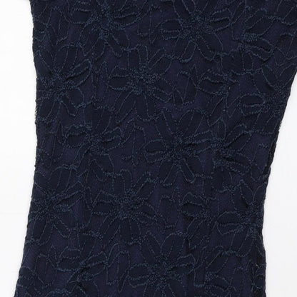 Apricot Womens Blue Cotton Sheath Size 10 V-Neck Pullover