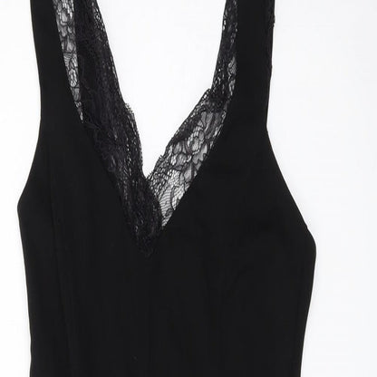 H&M Womens Black Viscose Bodycon Size XS V-Neck Zip