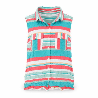 Next Womens Multicoloured Striped Modal Basic Tank Size 10 Collared
