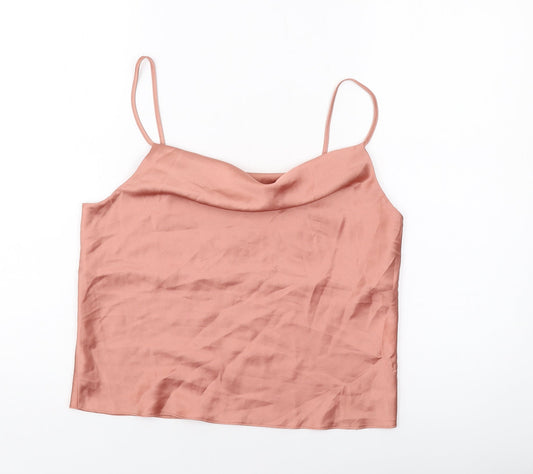 Miss Selfridge Womens Pink Polyester Camisole Tank Size 12 Cowl Neck