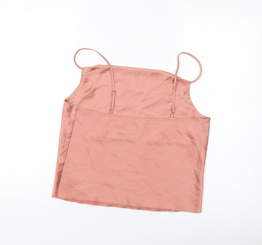 Miss Selfridge Womens Pink Polyester Camisole Tank Size 12 Cowl Neck