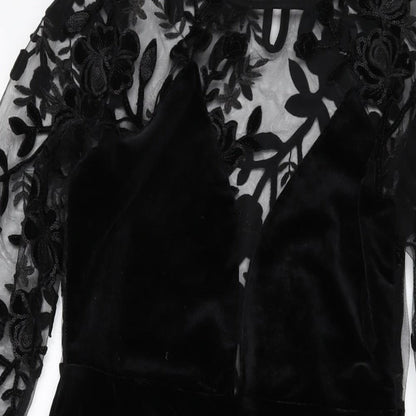 Elli White Womens Black Polyester Sheath Size S Round Neck Button