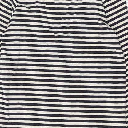 French Connection Womens Blue Striped Lyocell Bodycon Size 12 Scoop Neck Pullover