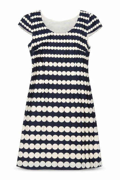 Phase Eight Womens Blue Polka Dot Cotton A-Line Size 10 Round Neck Zip