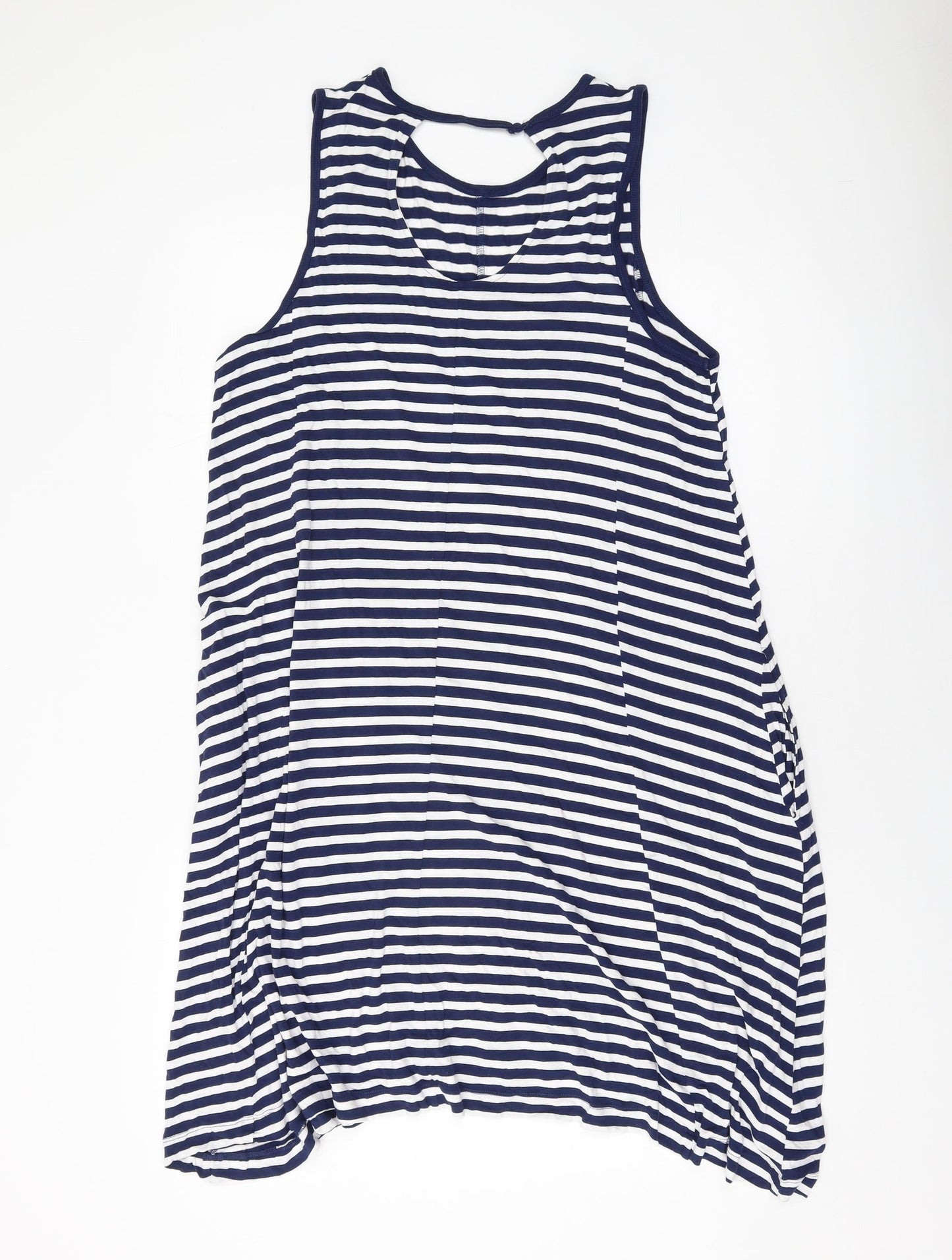 NEXT Womens Blue Striped Viscose A-Line Size L Round Neck Pullover