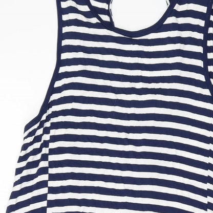 NEXT Womens Blue Striped Viscose A-Line Size L Round Neck Pullover