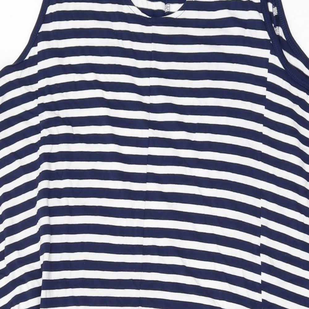 NEXT Womens Blue Striped Viscose A-Line Size L Round Neck Pullover