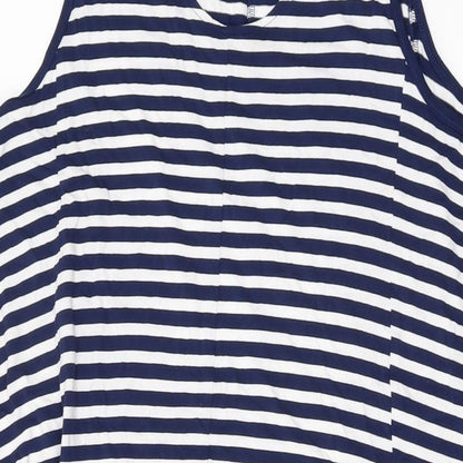 NEXT Womens Blue Striped Viscose A-Line Size L Round Neck Pullover