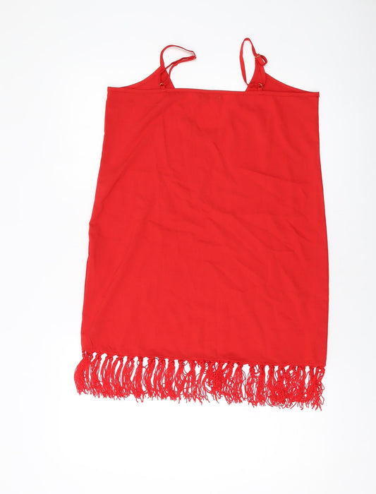 Boohoo Womens Red Polyester Basic Tank Size 10 V-Neck