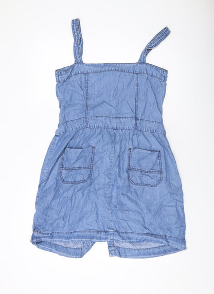 NEXT Womens Black Lyocell A-Line Size 14 Square Neck Button