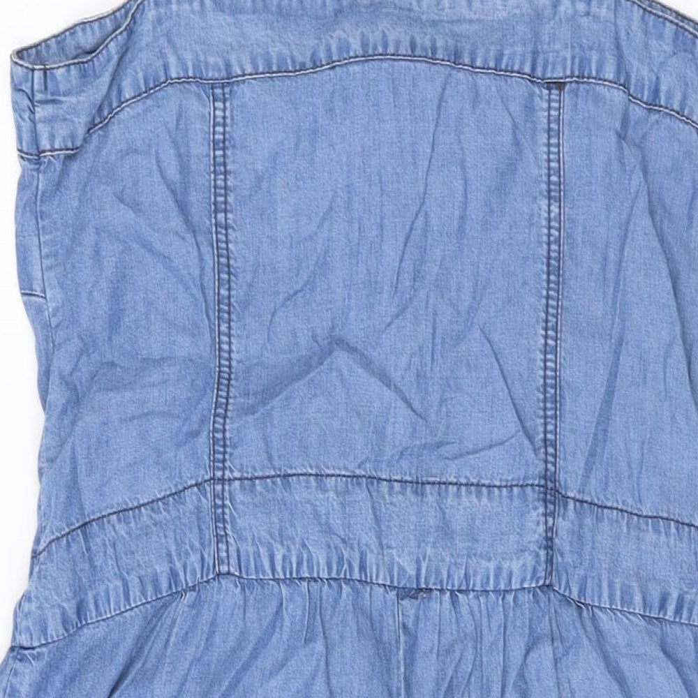 NEXT Womens Black Lyocell A-Line Size 14 Square Neck Button