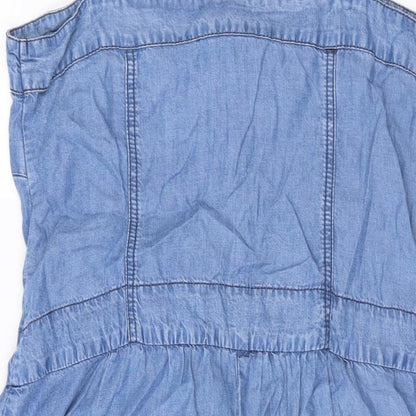 NEXT Womens Black Lyocell A-Line Size 14 Square Neck Button