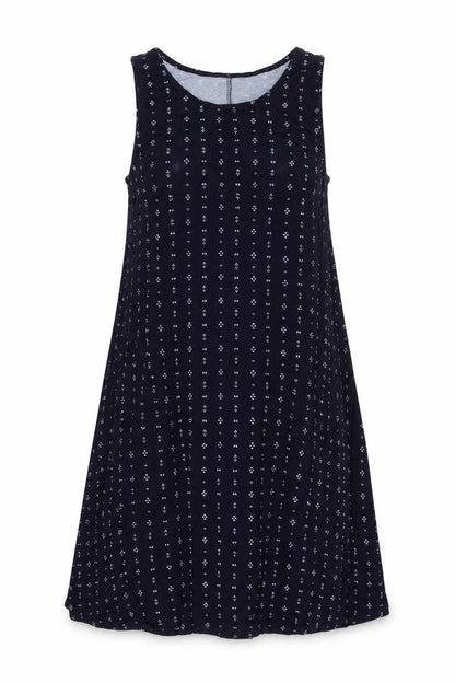 H&M Womens Blue Geometric Viscose A-Line Size M Round Neck Pullover