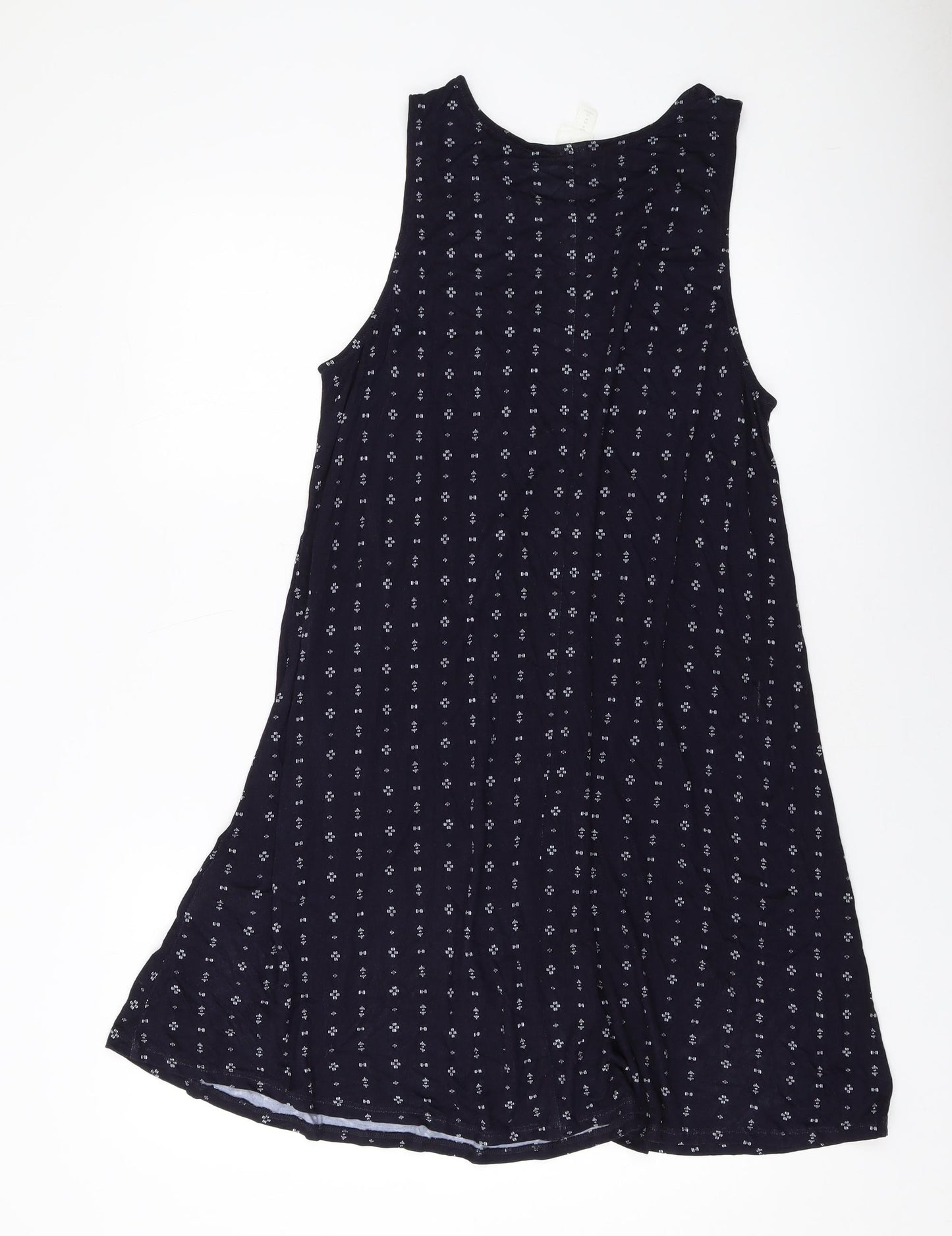 H&M Womens Blue Geometric Viscose A-Line Size M Round Neck Pullover