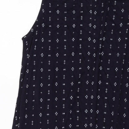 H&M Womens Blue Geometric Viscose A-Line Size M Round Neck Pullover