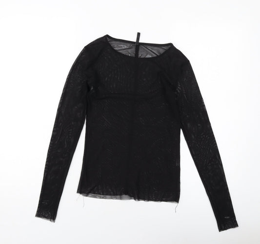 Womens UK Size S Stradivarius Black Basic T-Shirt