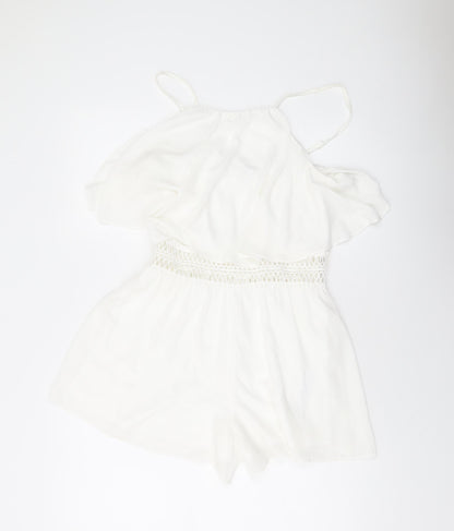 Miss Selfridge Womens White Polyester Playsuit One-Piece Size 10 Pullover