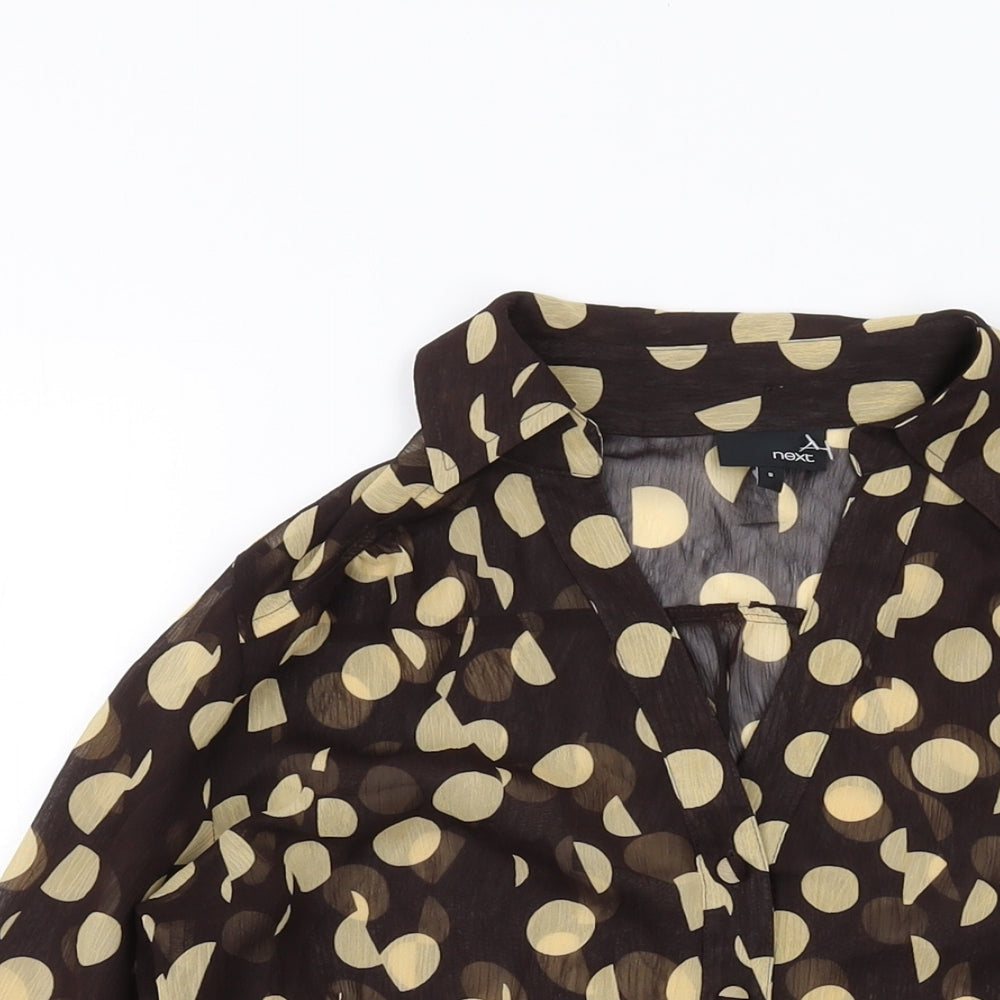 Womens UK Size 8 NEXT Brown Basic Blouse