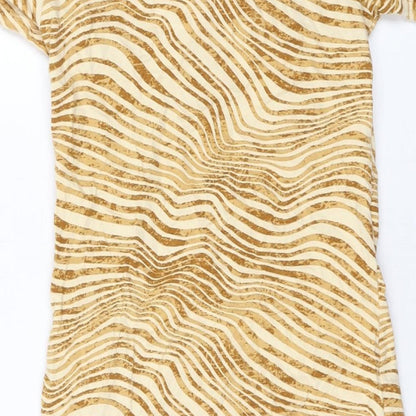 Motel Womens Orange Animal Print Cotton Basic T-Shirt Size S Round Neck