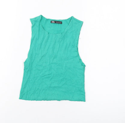 Womens UK Size S Zara Green Cropped Tank