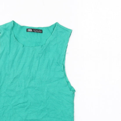 Womens UK Size S Zara Green Cropped Tank