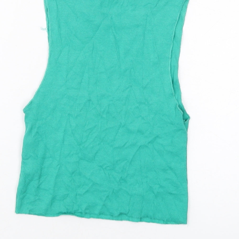 Womens UK Size S Zara Green Cropped Tank
