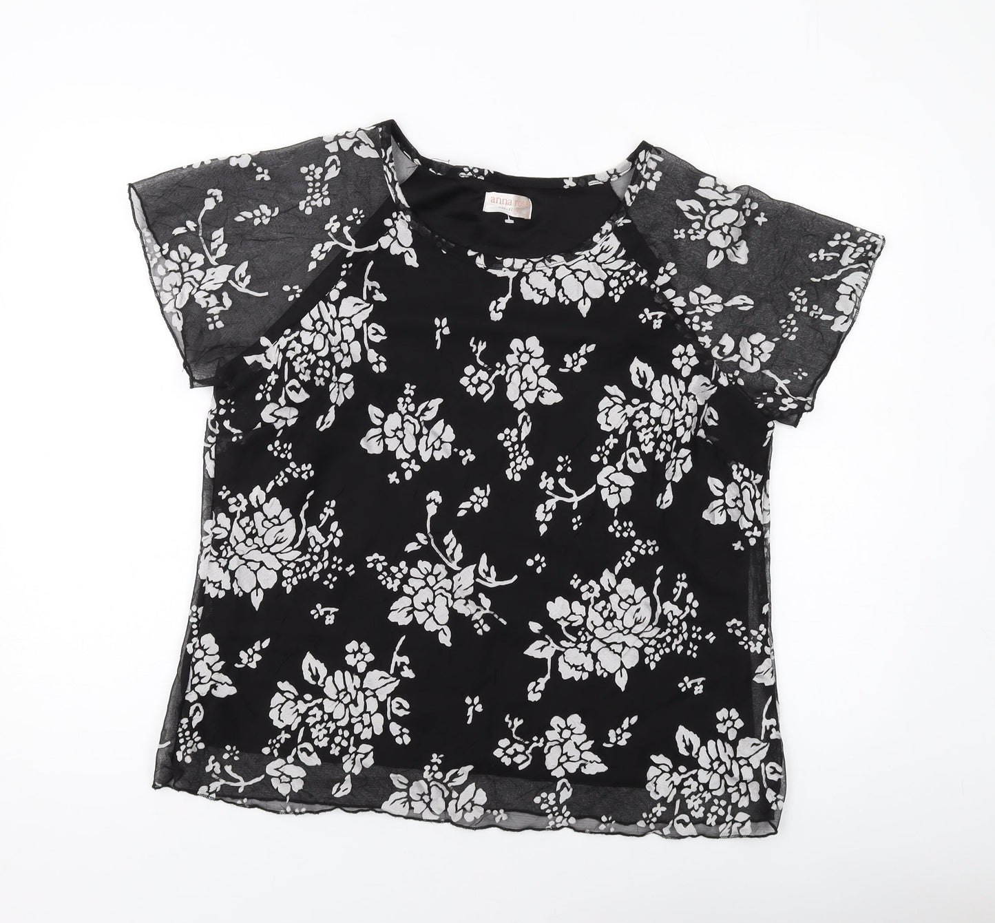 Womens UK Size 16 Anna Rose Black Basic T-Shirt