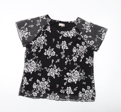 Womens UK Size 16 Anna Rose Black Basic T-Shirt