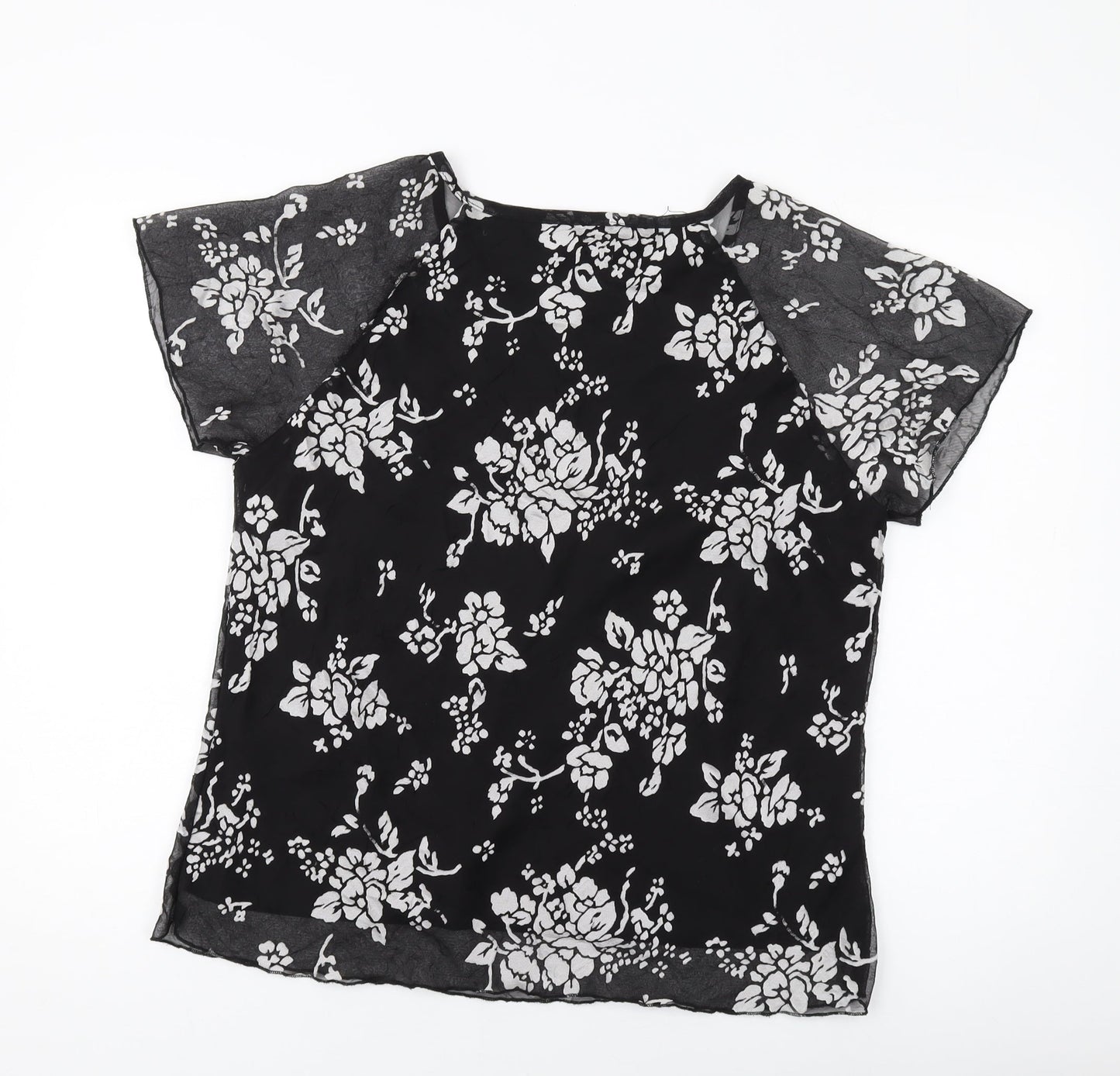 Womens UK Size 16 Anna Rose Black Basic T-Shirt