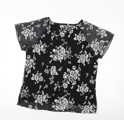 Womens UK Size 16 Anna Rose Black Basic T-Shirt